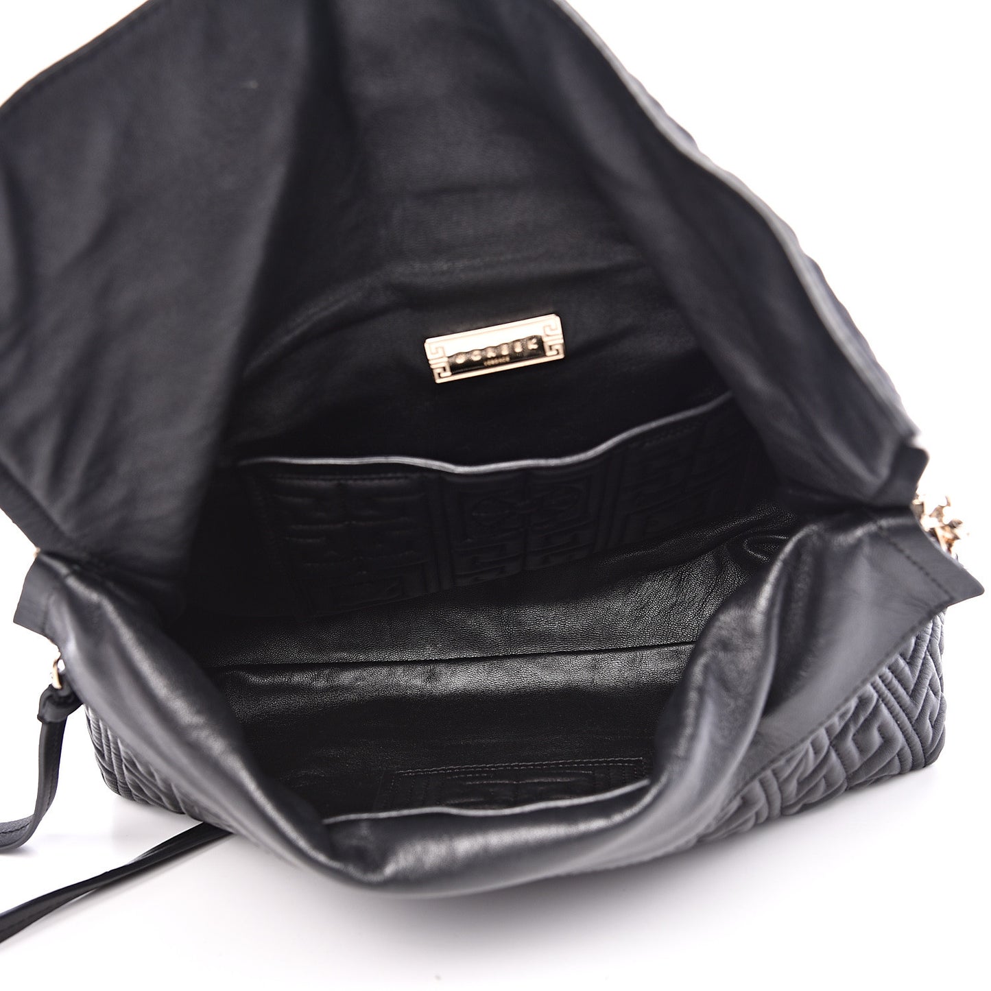 Nappa Ricamo Quilted The Greek Shoulder Bag Black