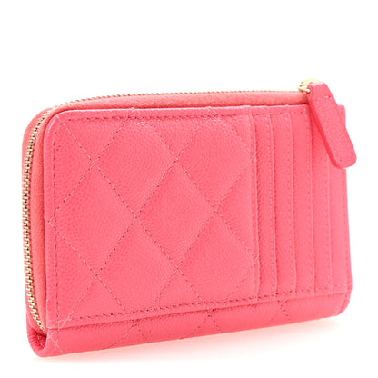 Chanel Caviar Quilted CC Zip Around Card Holder Pink 3 of 7