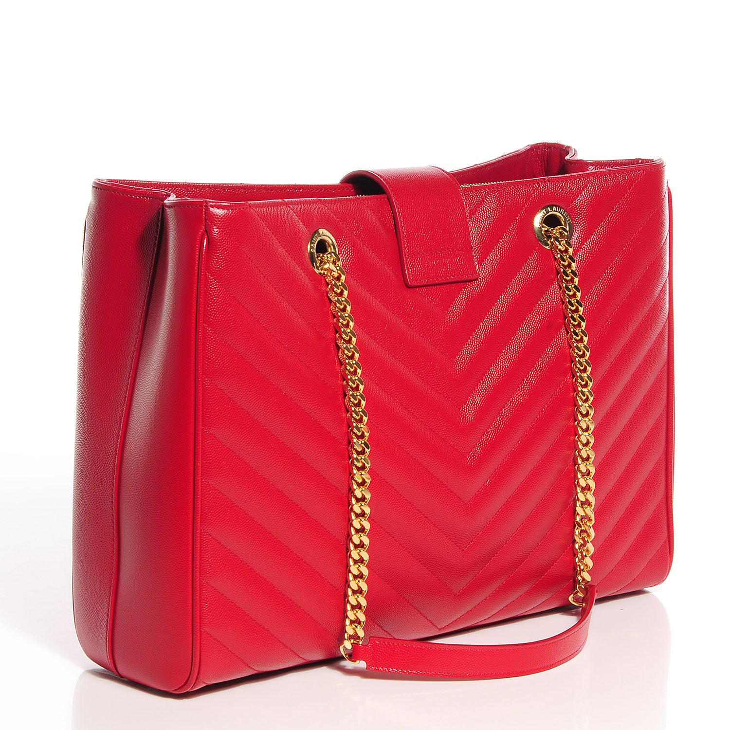 Saint Laurent Grain De Poudre Matelasse Chevron Monogramme Shopping Bag Lipstick 3 of 9