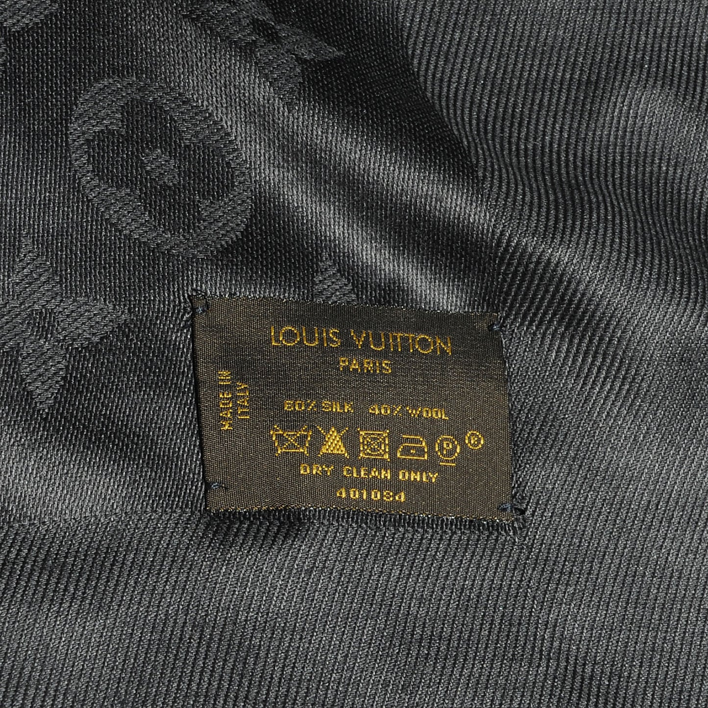Wool Silk Monogram Shawl Anthracite