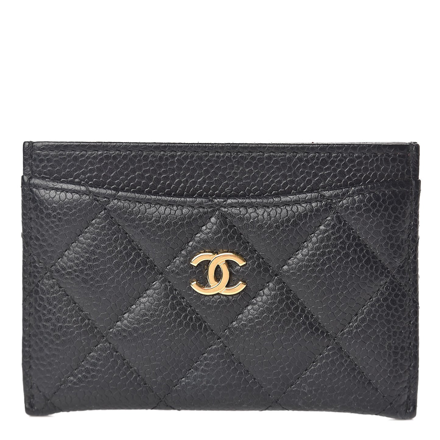 Caviar Quilted Card Holder Black
