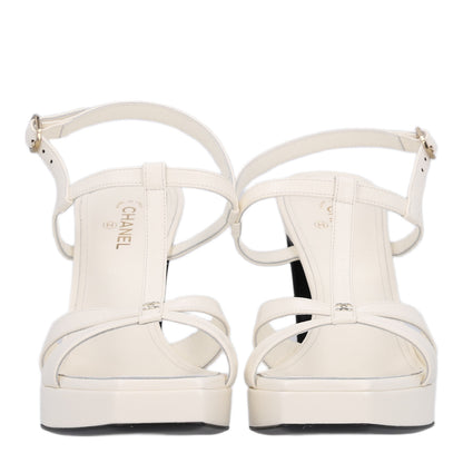Chanel Lambskin Logo Platform Sandals 39 Black 4 of 10