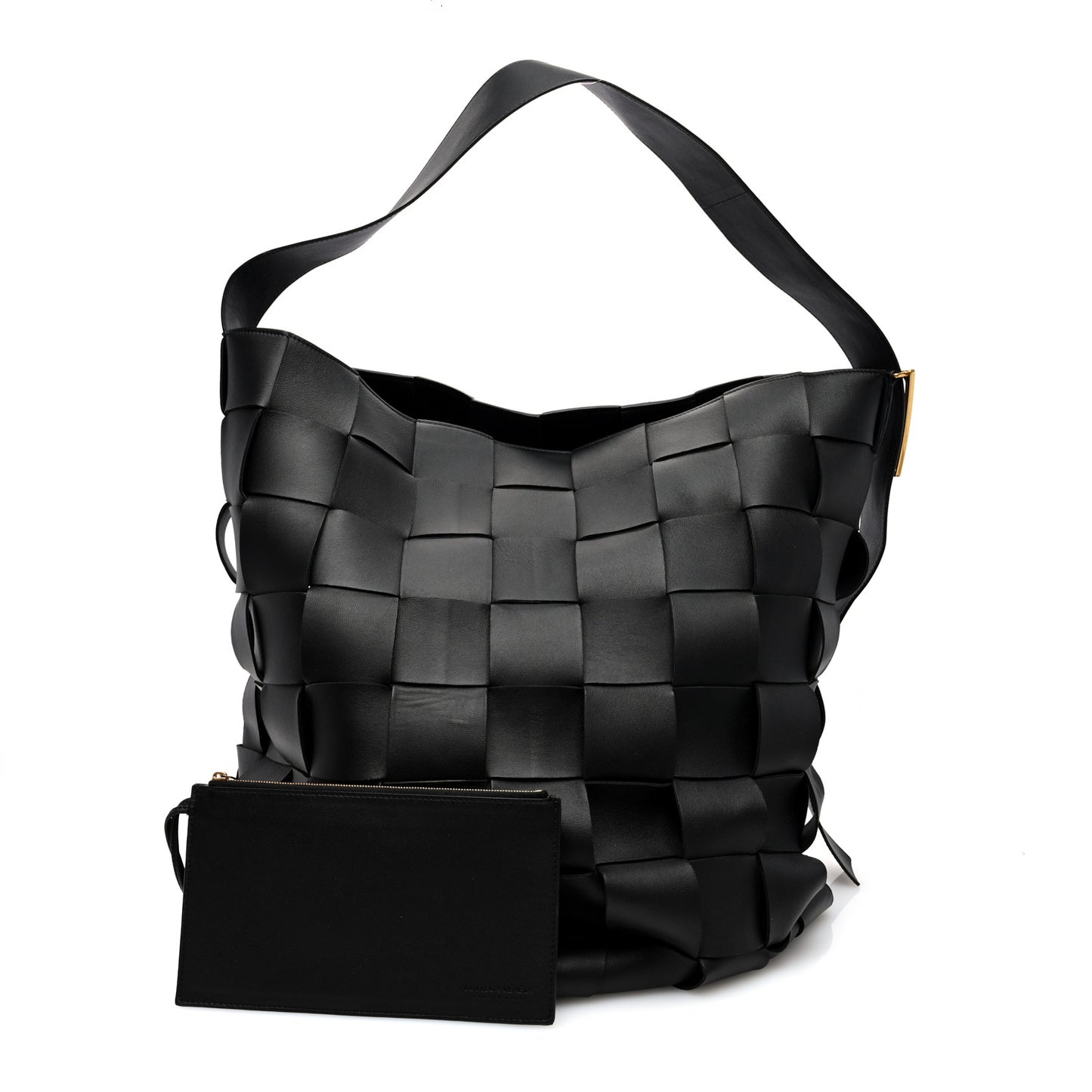 Nappa Maxi Intreccio Large Shoulder Bag Black