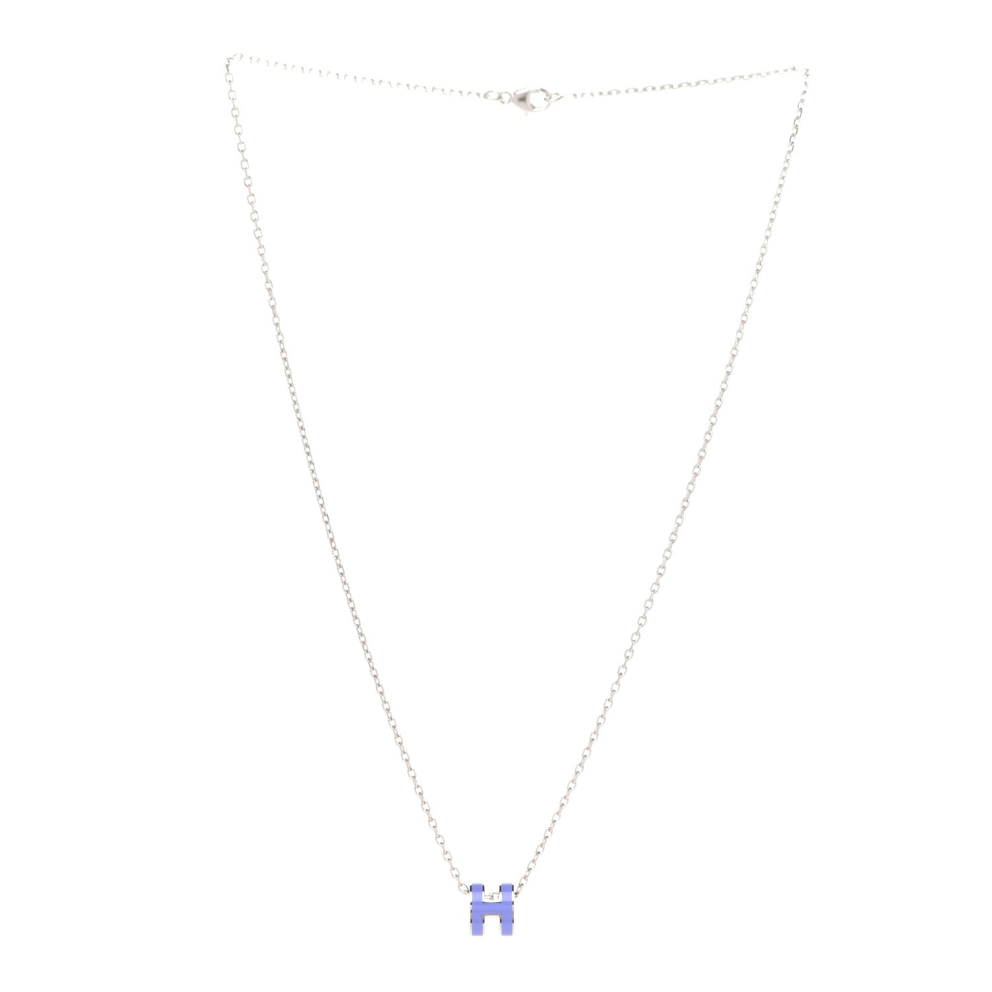 Lacquered Palladium Mini Pop H Pendant Necklace Parme