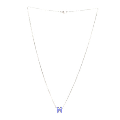 Hermes Lacquered Palladium Mini Pop H Pendant Necklace Parme 3 of 8