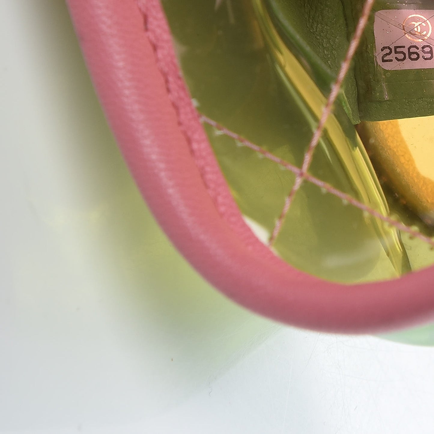PVC Lambskin Stitched Medium Coco Splash Flap Yellow Green Pink
