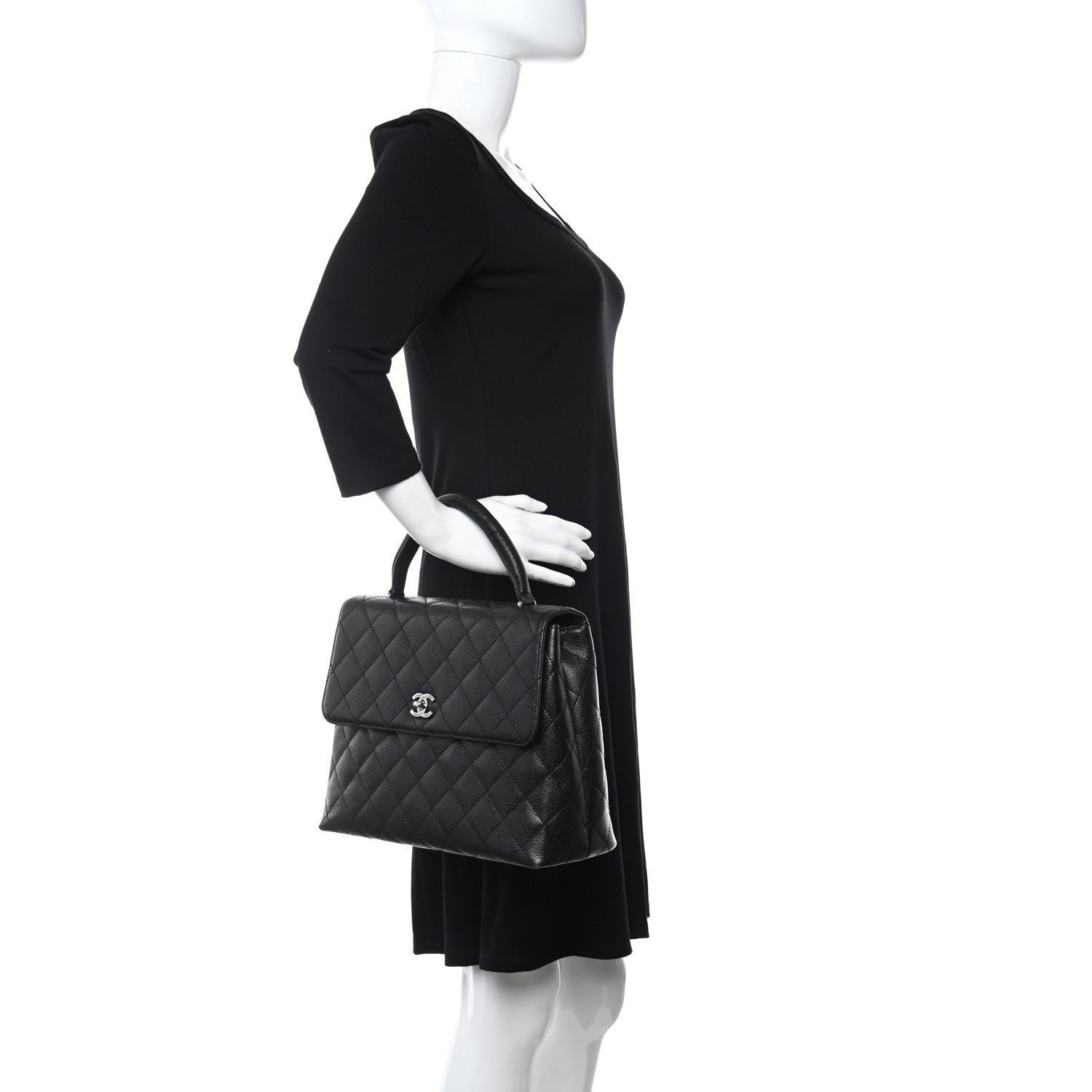 Chanel Caviar Quilted Jumbo Kelly Flap Black 2 of 9