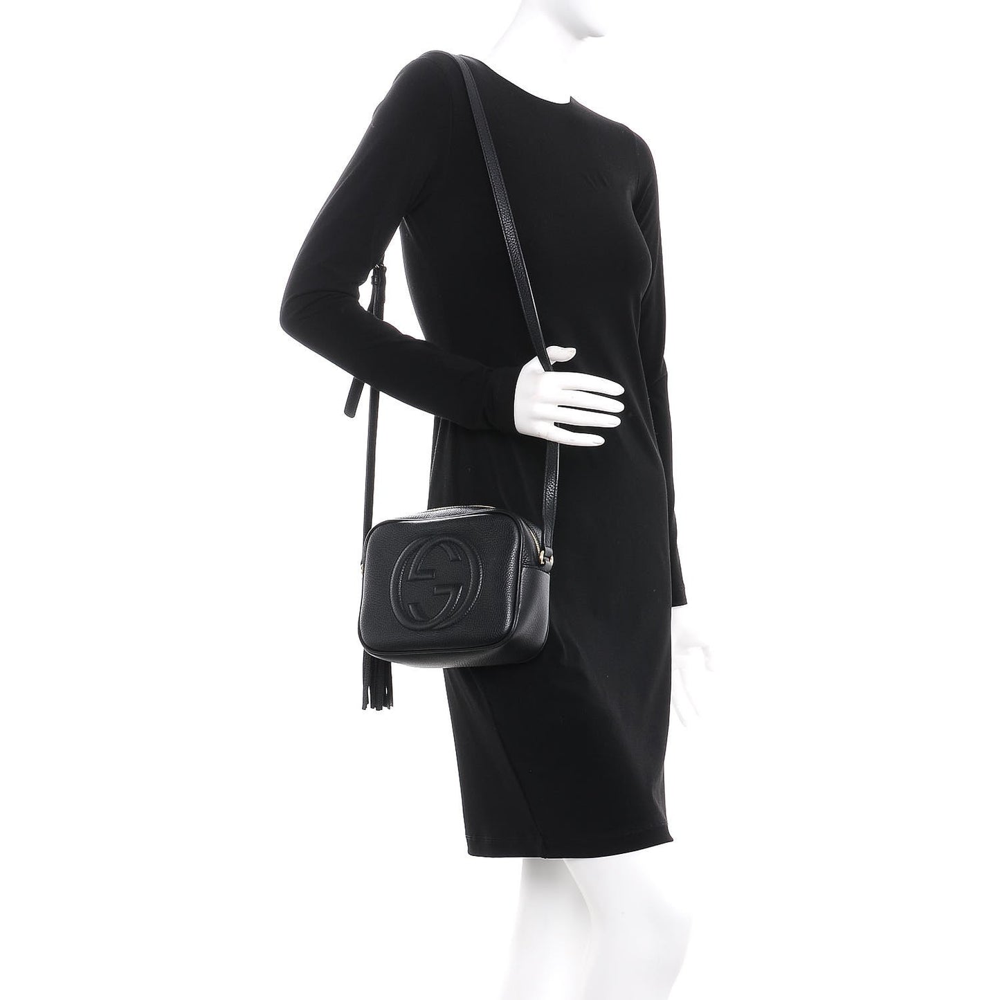 Pebbled Calfskin Small Soho Disco Bag Black