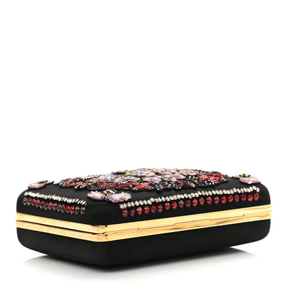Alexander McQueen Satin Crystal Embellished Top Handle Box Clutch Black 4 of 10