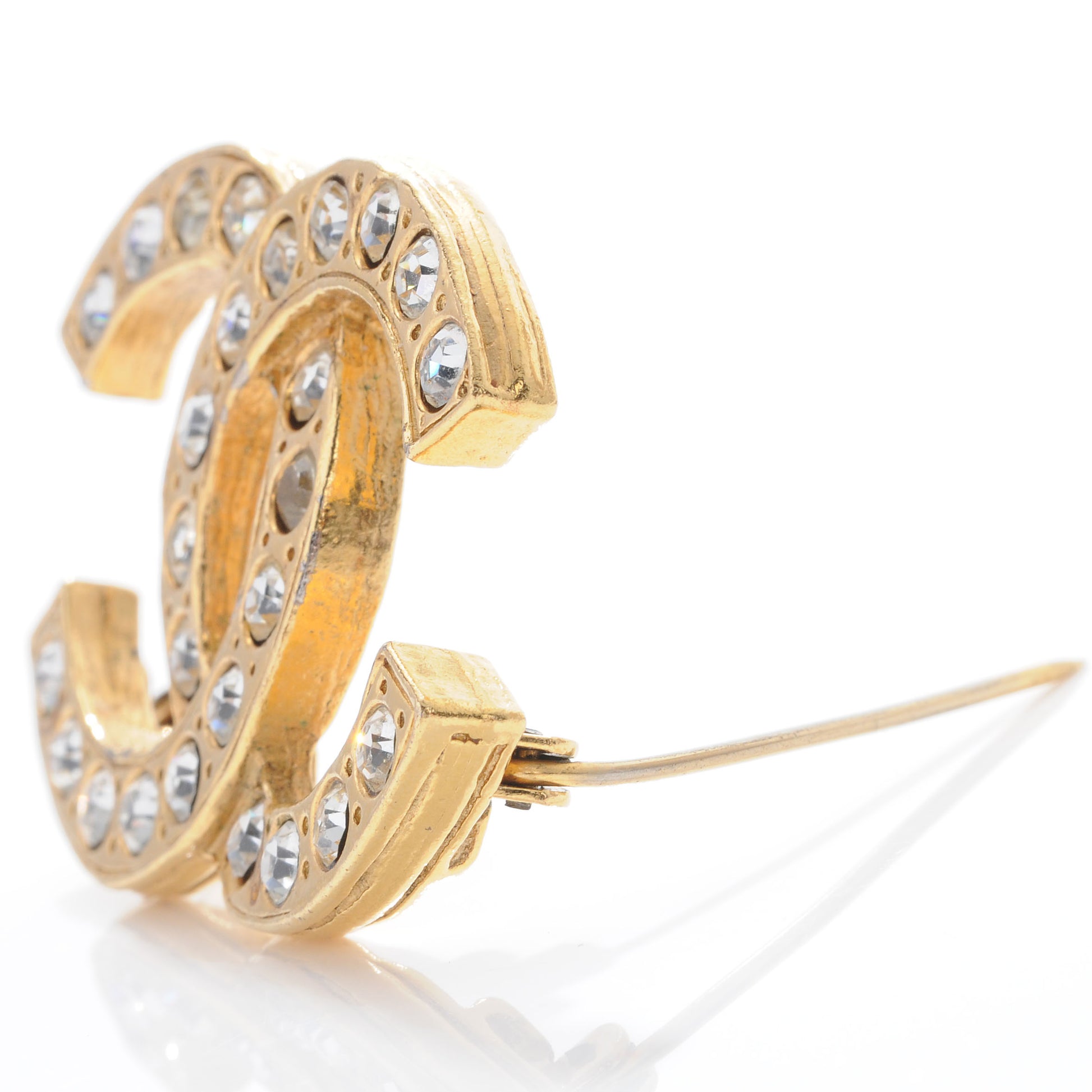 Chanel Large Crystal CC Brooch Gold 5 of 6