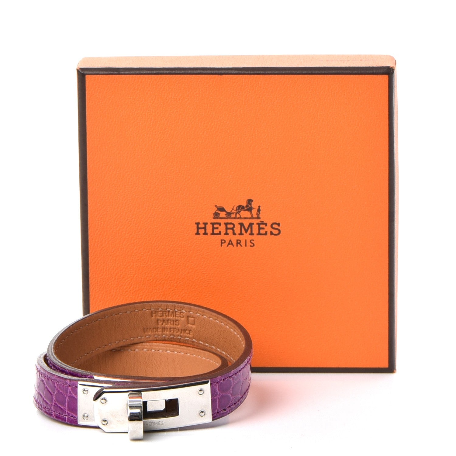 Hermes Shiny Alligator Kelly Double Tour Bracelet S Violet 7 of 7