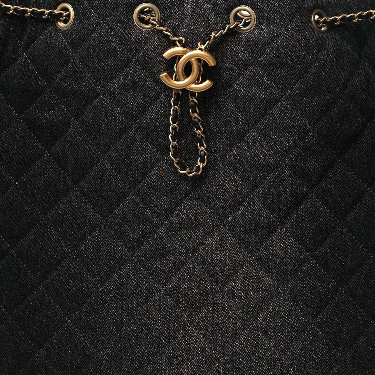 Chanel Washed Denim Quilted Medium Chanel 25 Handbag Black 9 of 12