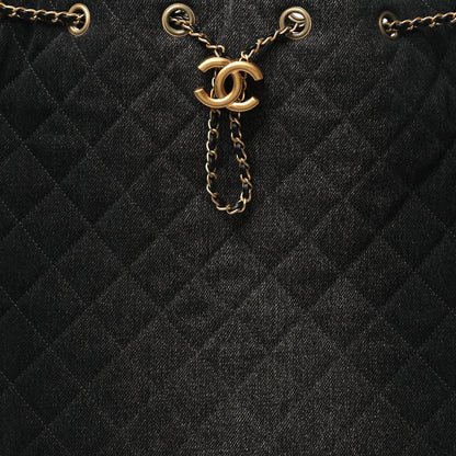 Chanel Washed Denim Quilted Medium Chanel 25 Handbag Black 9 of 12