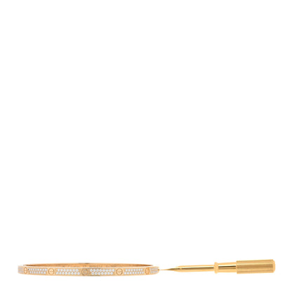Cartier 18K Yellow Gold Diamond Small LOVE Paved Bracelet 17 6 of 7