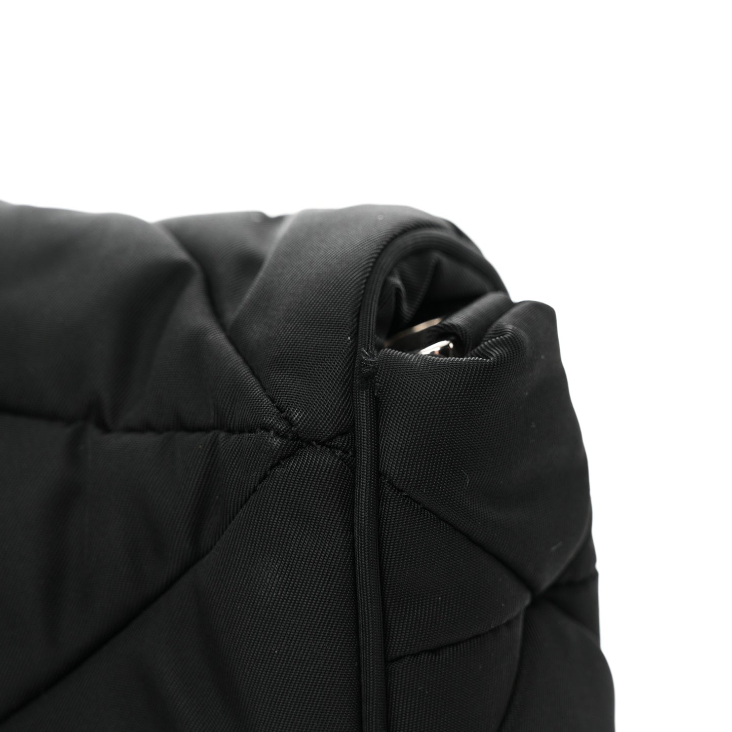 Re-Nylon Quilted Padded Flap Shoulder Bag Black