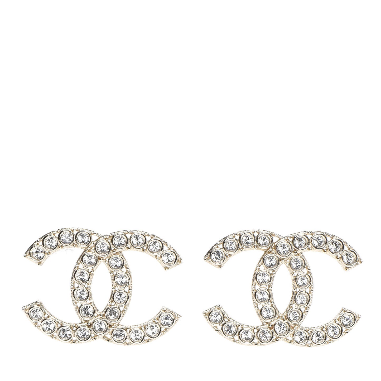 Crystal CC Cha-Nel Stud Earrings Gold