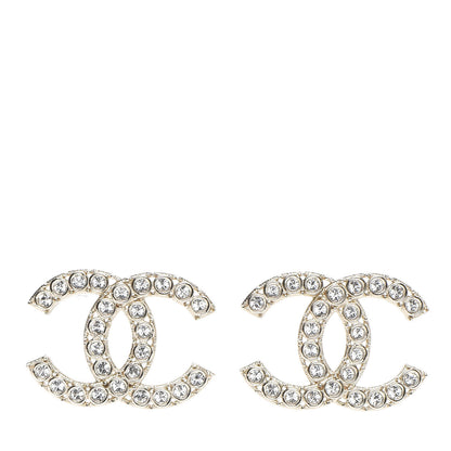 Chanel Crystal CC Cha-Nel Stud Earrings Gold 1 of 4