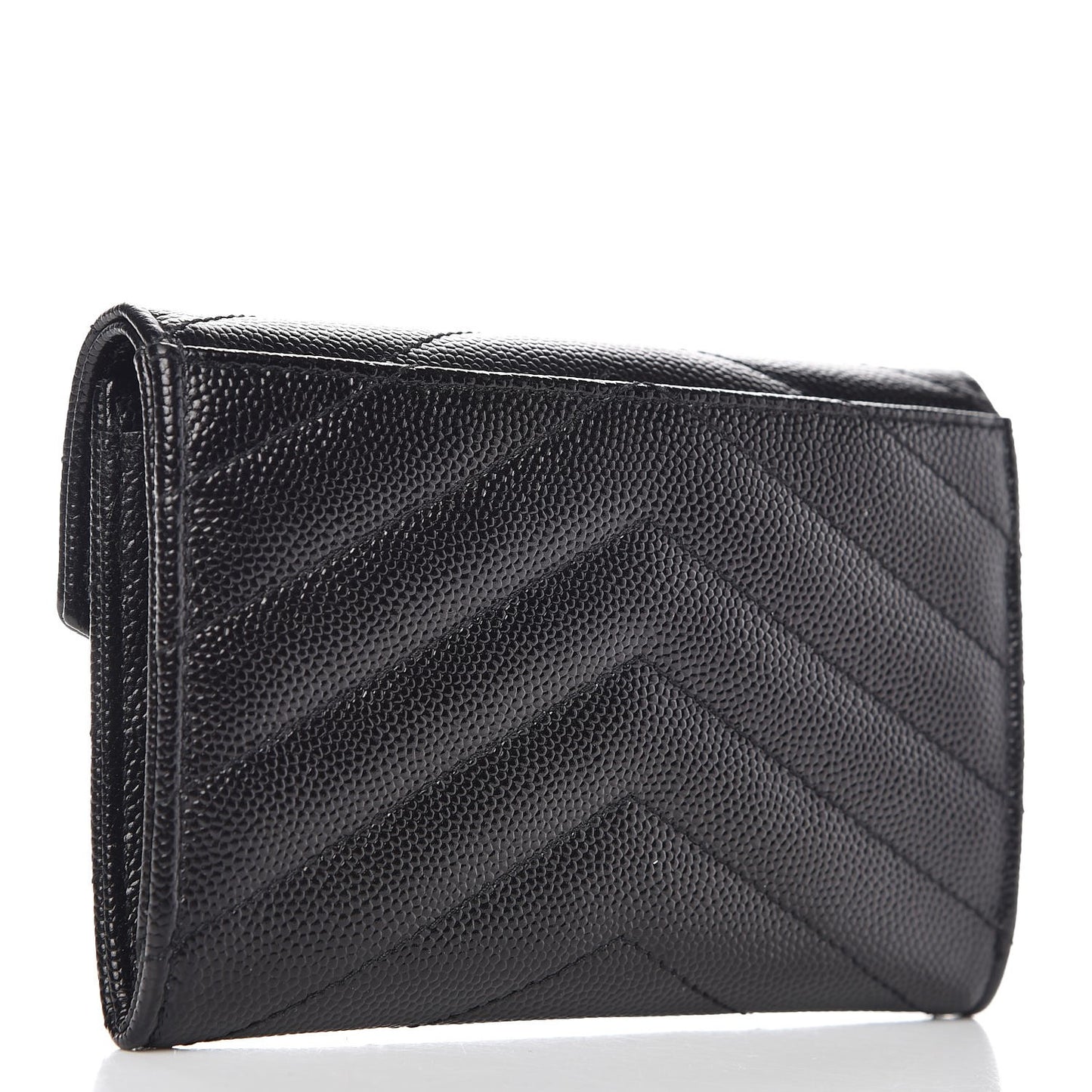 Grain De Poudre Matelasse Chevron Small Monogram Envelope Wallet Black