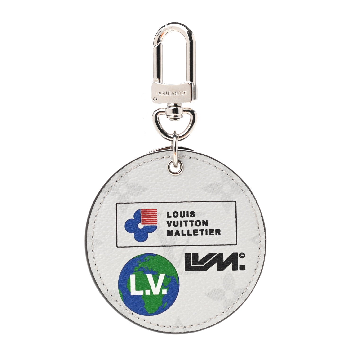 Louis Vuitton Monogram Porte Cle Logo Bag Charm Key Ring White 1 of 5