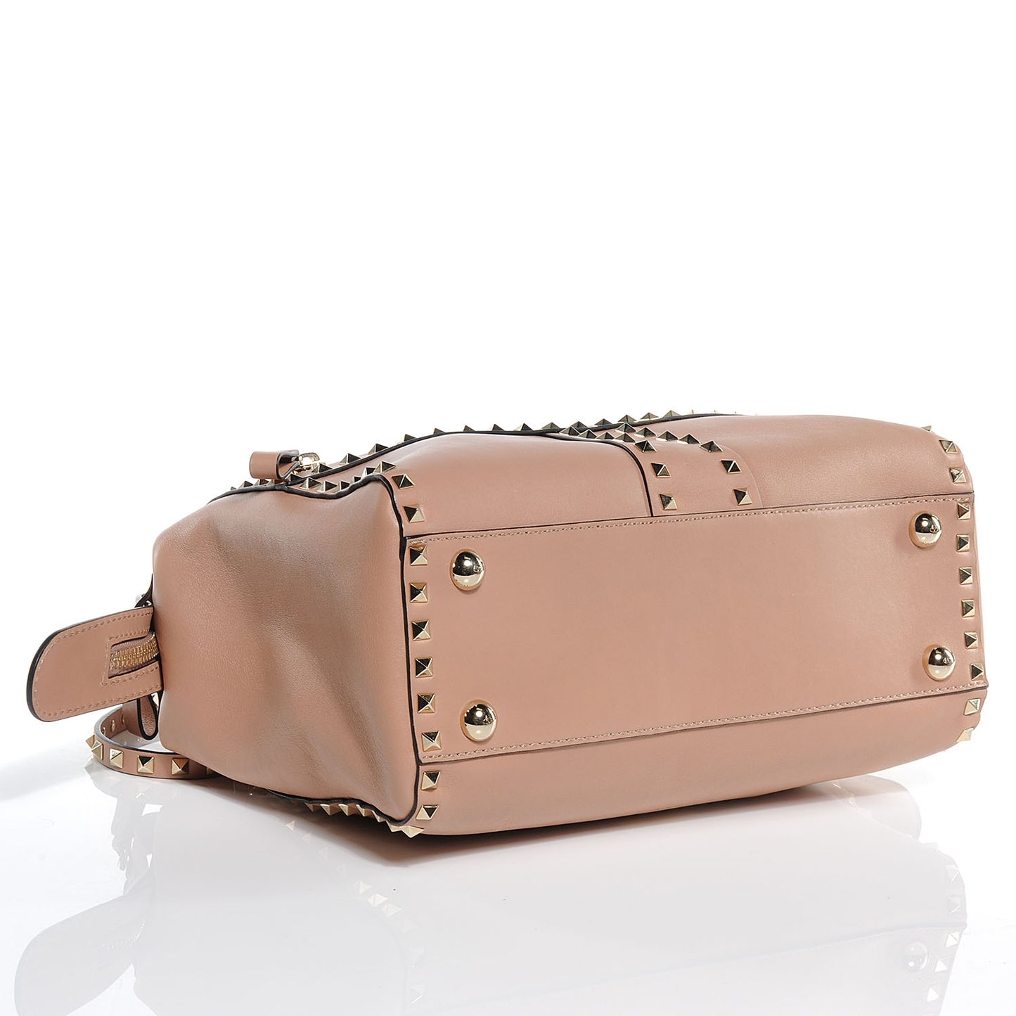 Calfskin Rockstud Top Handle Satchel Soft Noisette