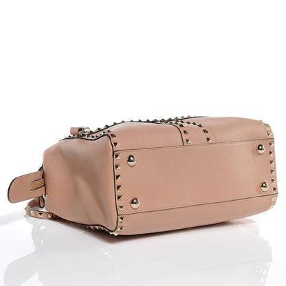 Valentino Garavani Calfskin Rockstud Top Handle Satchel Soft Noisette 4 of 7
