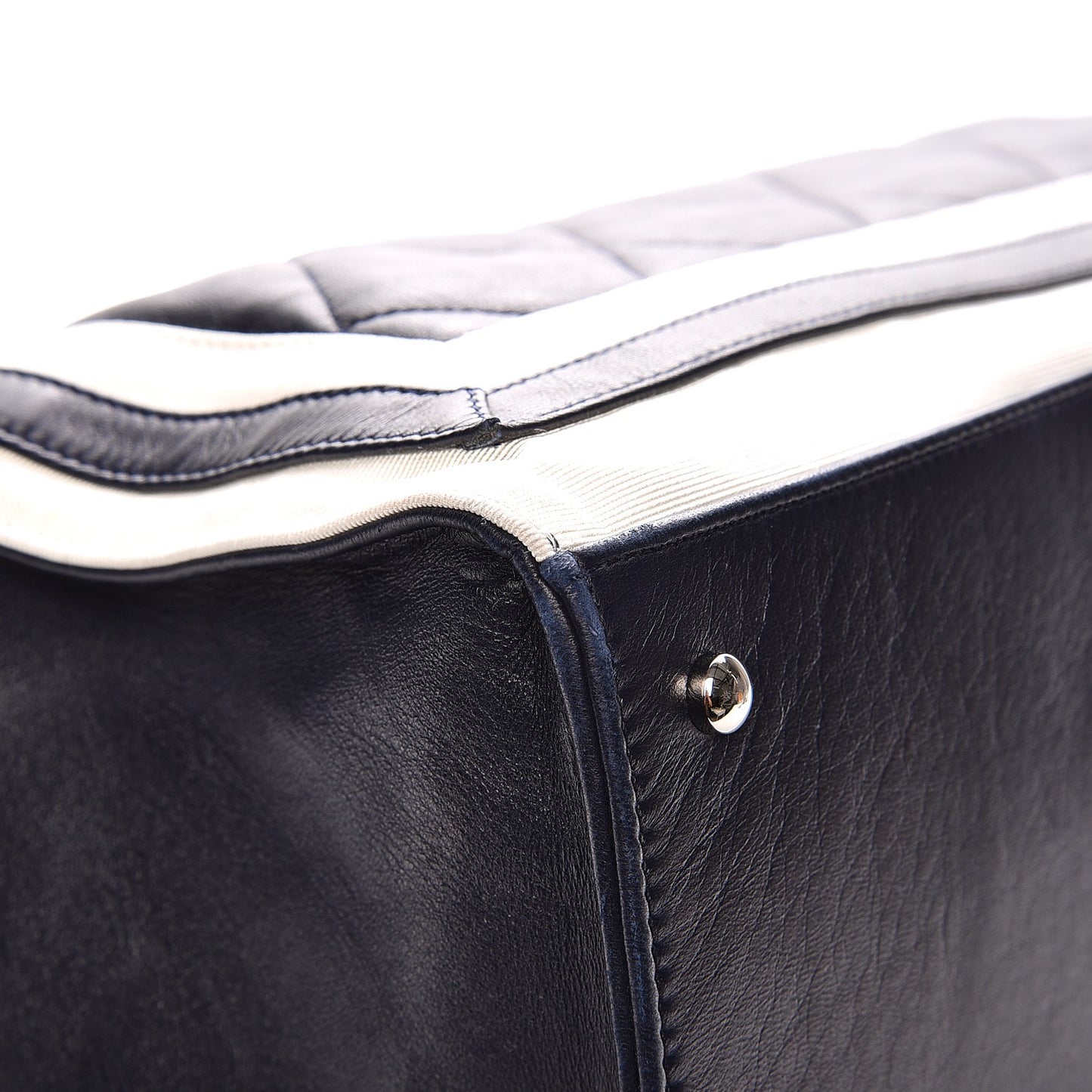 Lambskin Quilted Lido Shopping Tote Dark Navy Blue