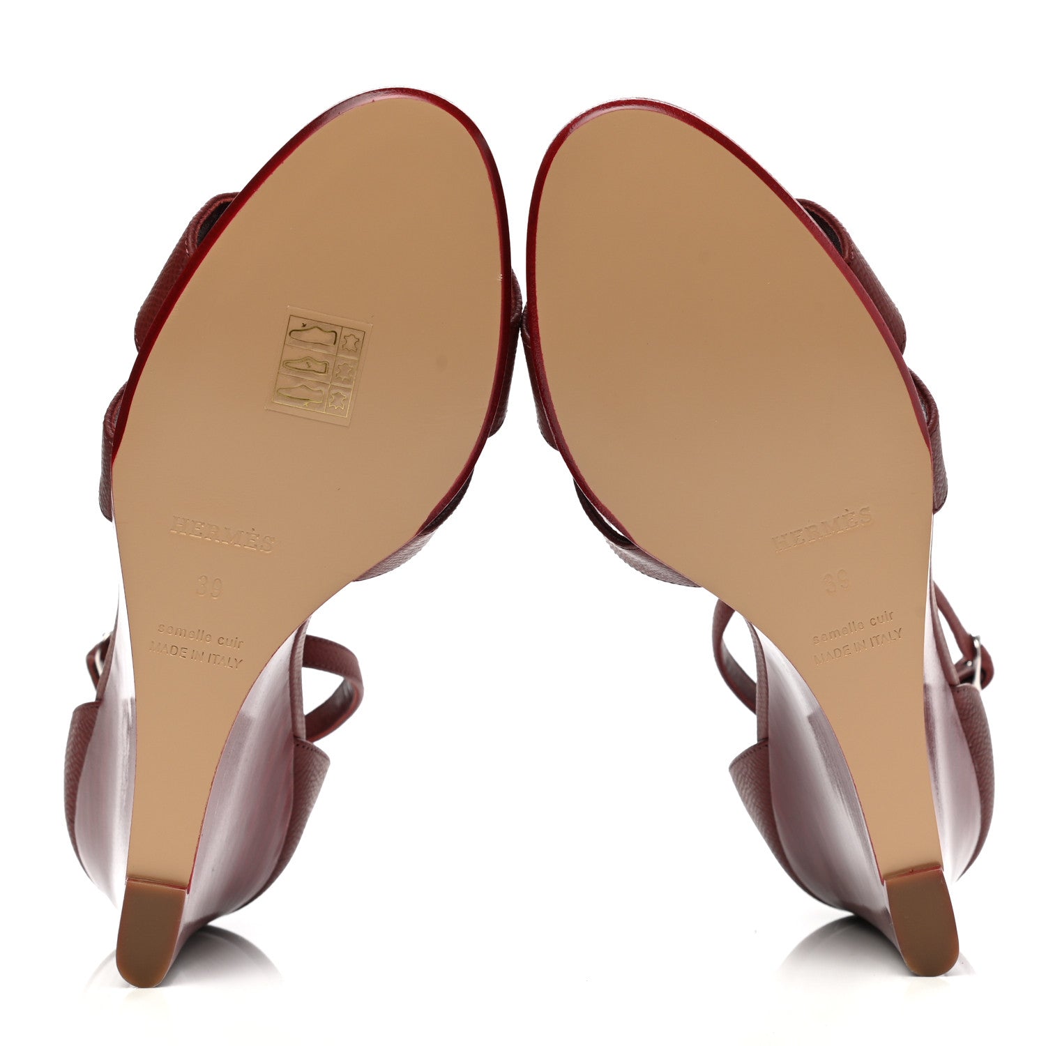 Hermes Epsom Legend Wedge Sandals 39 Rouge H 5 of 8