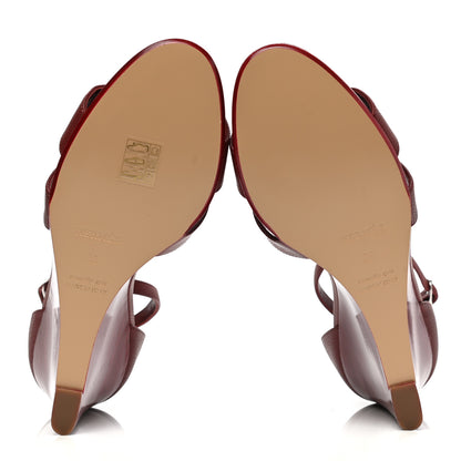 Hermes Epsom Legend Wedge Sandals 39 Rouge H 5 of 8