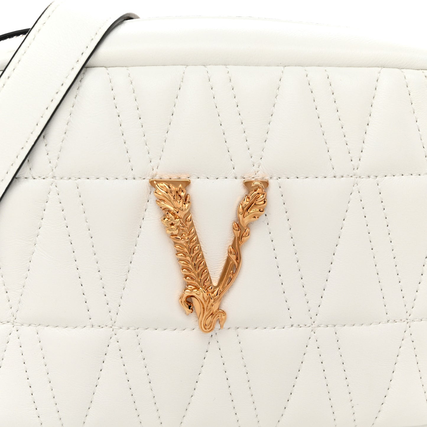 Nappa Quilted Virtus Shoulder Bag White