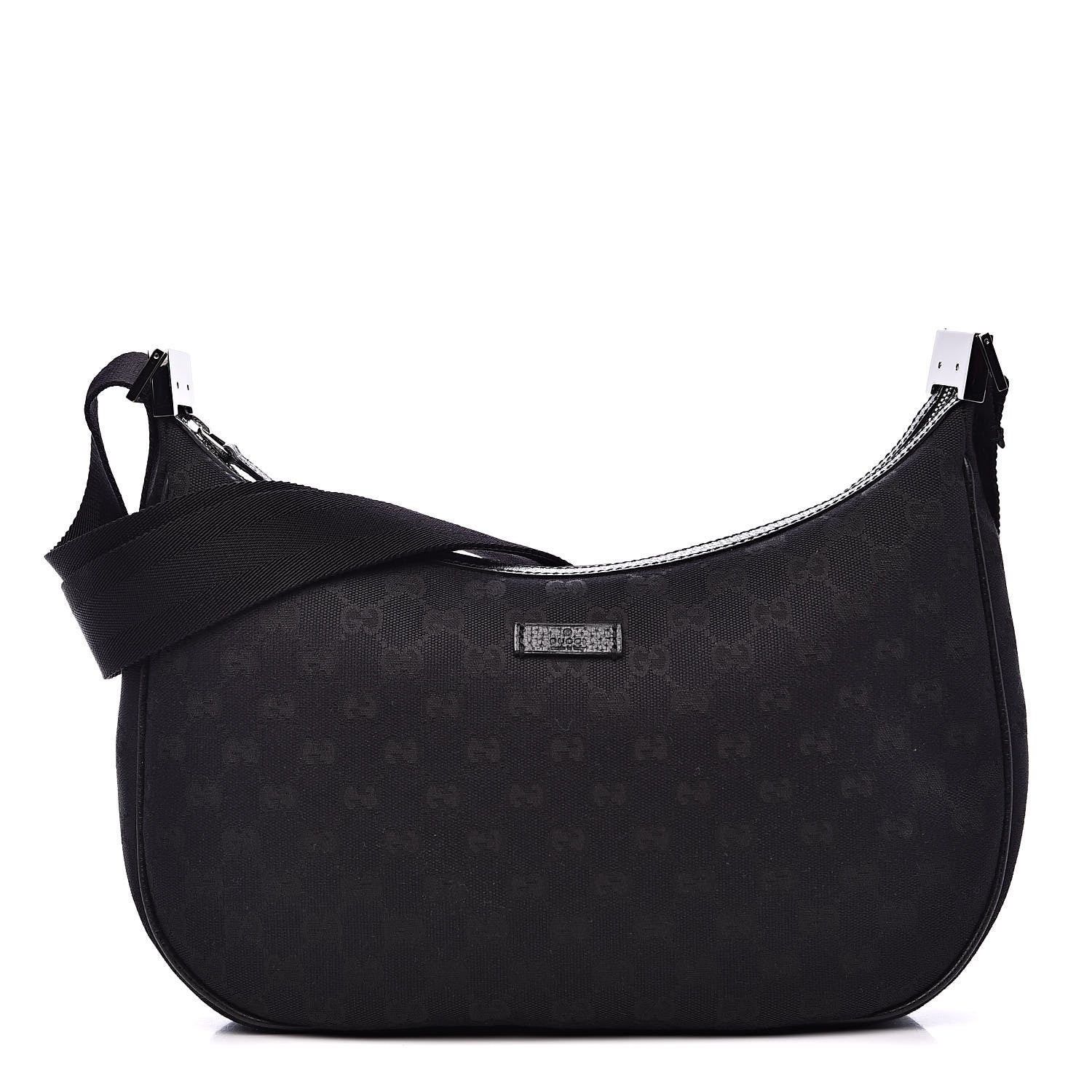Gucci Monogram Medium Half Moon Hobo Black 1 of 10