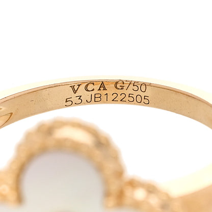 Van Cleef & Arpels 18K Yellow Gold Diamond Mother of Pearl Vintage Alhambra Ring 53 6.5 5 of 6