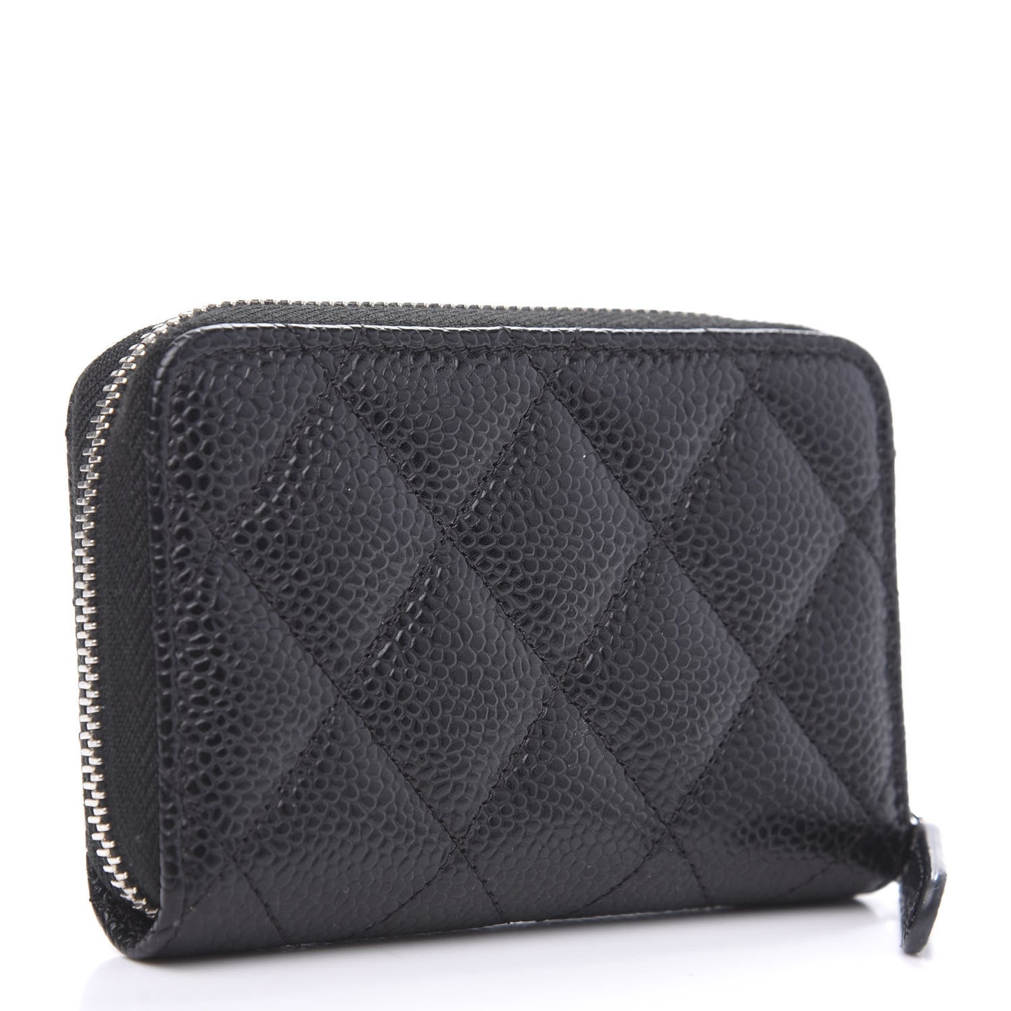 Caviar Quilted Zip Coin Purse Black