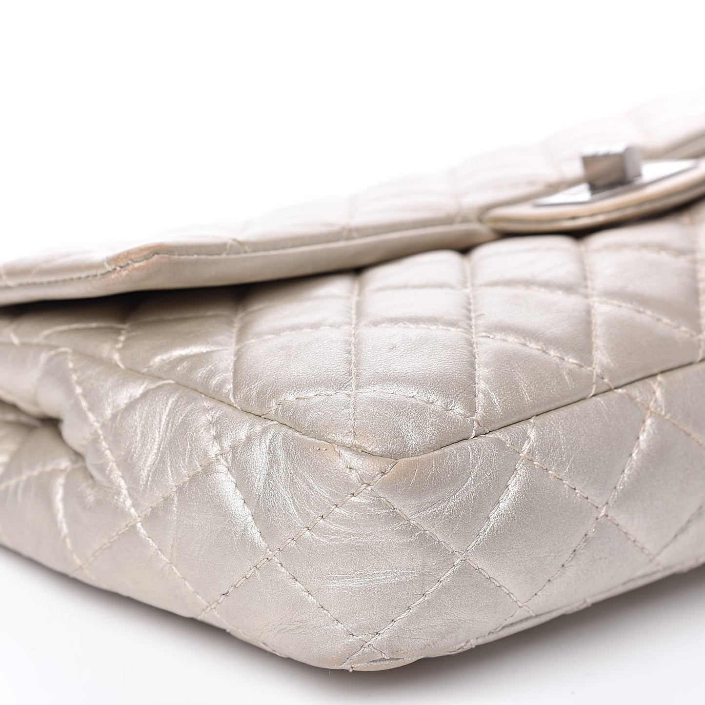 Metallic Calfskin Quilted 2.55 Reissue Clutch Silver