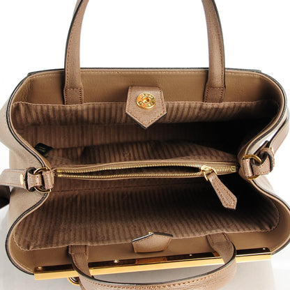 Fendi Vitello Elite Flamingo Petite 2Jours Tote Seppia 5 of 8