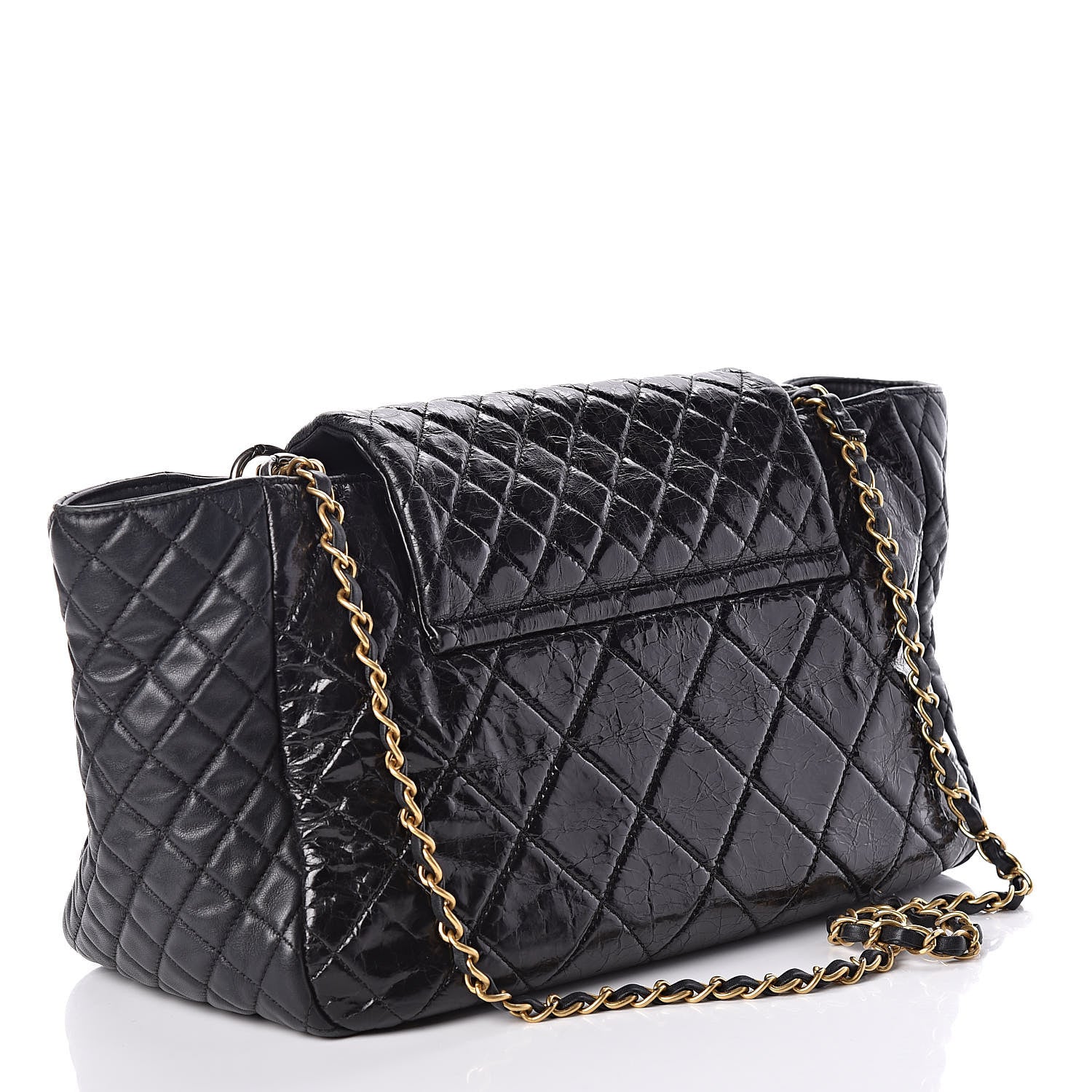 Chanel Glazed Crinkled Lambskin Large East West Flap Black 3 of 11