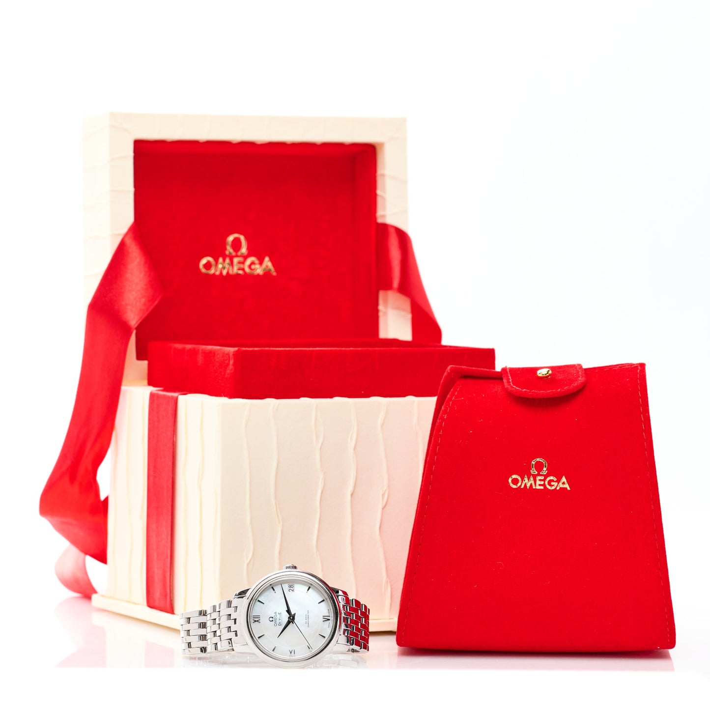 Stainless Steel Mother of Pearl 32mm De Ville Prestige Co-Axial Automatic Watch 424.10.33.20.05.001