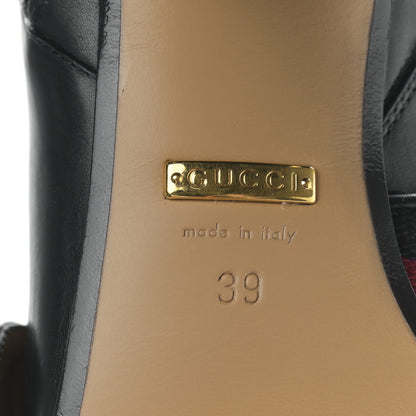 Gucci Betis Glamour Calfskin Web Pearl Embellished Peyton 75mm Ankle Boots 39 Black 6 of 8