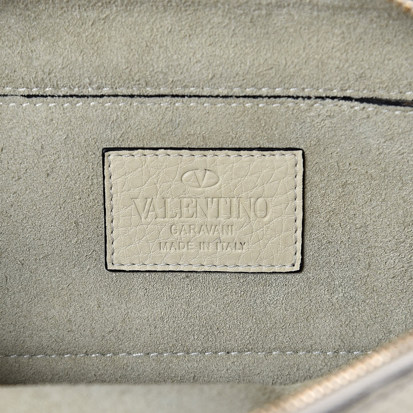 Grained Calfskin Rockstud Camera Crossbody Bag Ivory