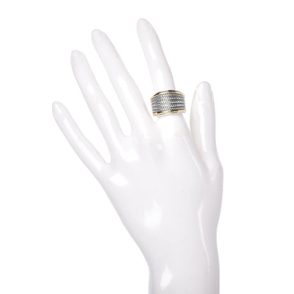 David Yurman Sterling Silver 18K Yellow Gold 16mm Wheaton Cable Band Ring 51 5.75 2 of 5