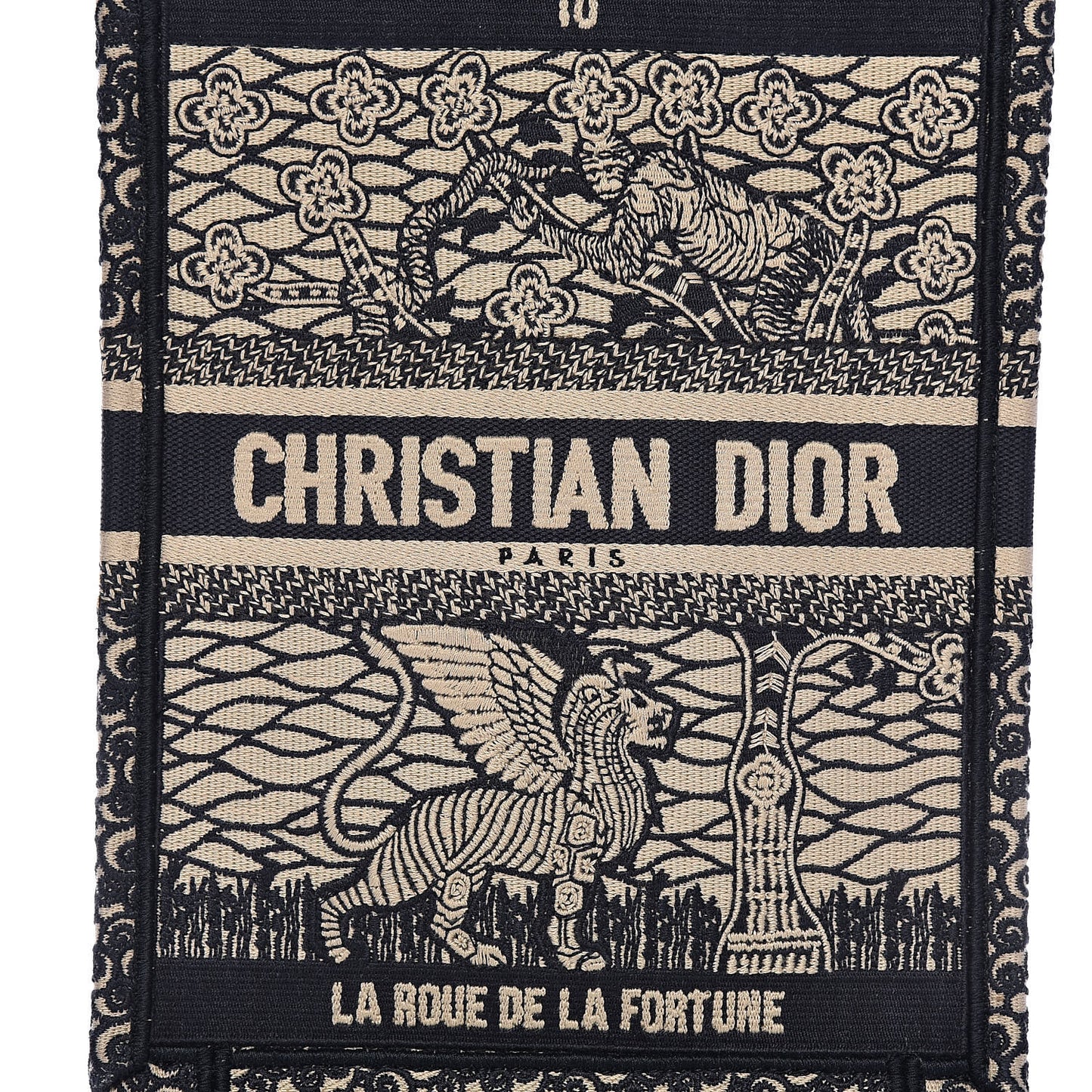 Embroidered La Roue La Fortune Tarot Vertical Book Tote Blue