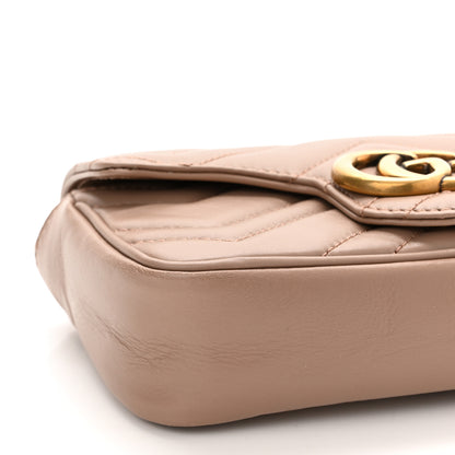 Gucci Calfskin Matelasse Super Mini GG Marmont Shoulder Bag Porcelain Rose 9 of 10