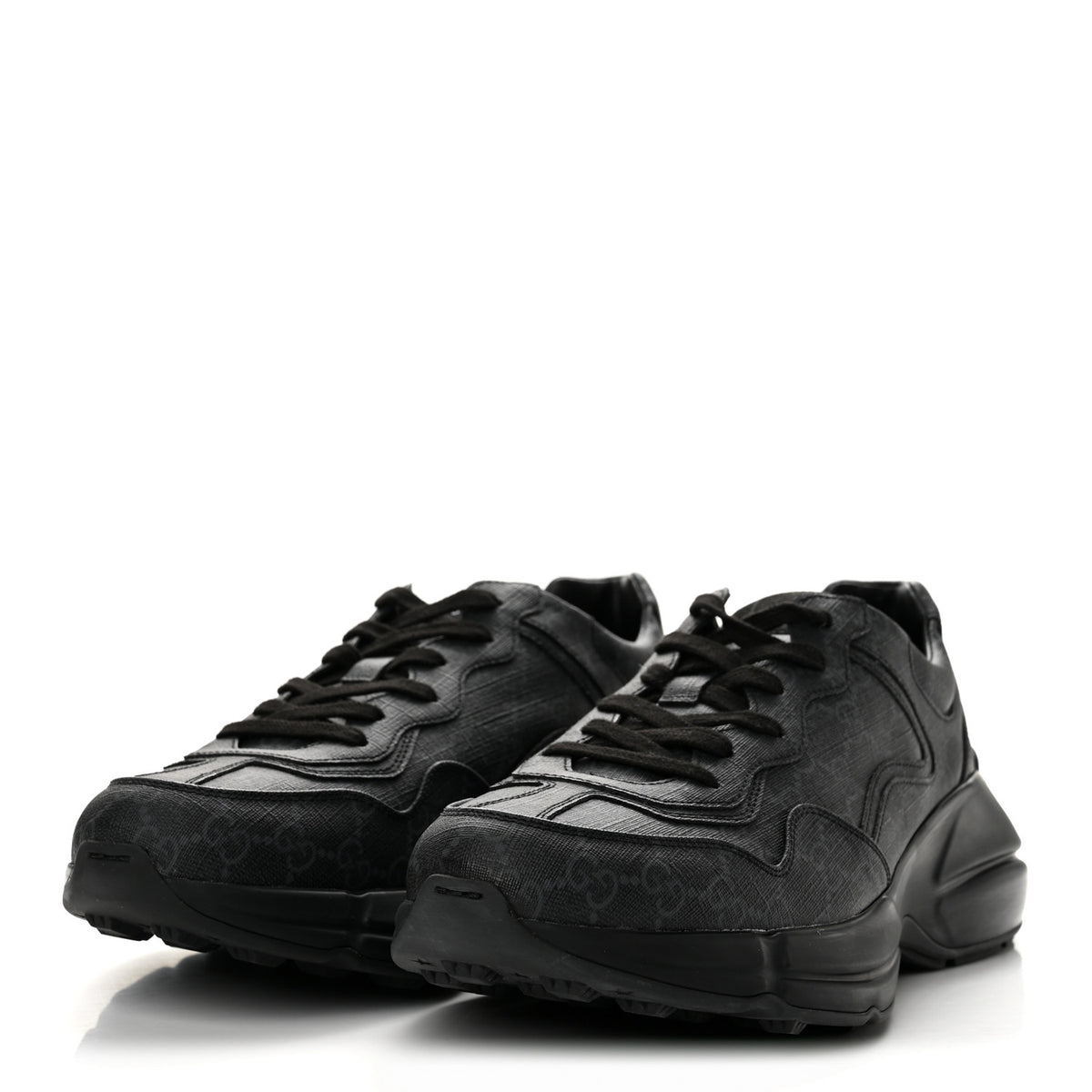 Gucci GG Supreme Monogram Mens Rhyton Sneakers 10 Black 4 of 10