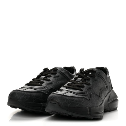 Gucci GG Supreme Monogram Mens Rhyton Sneakers 10 Black 4 of 10