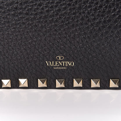 Valentino Garavani Pebbled Calfskin Rockstud Wallet on Chain Black 10 of 10