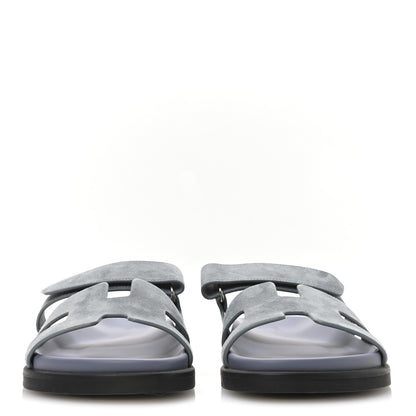Hermes Suede Goatskin Womens Chypre Sandals 40 Vert D'Eau 3 of 9