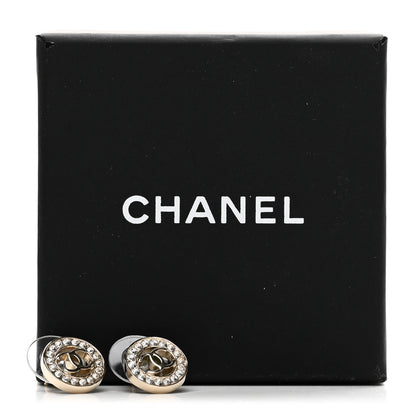 Chanel Crystal CC Round Earrings Gold 5 of 5