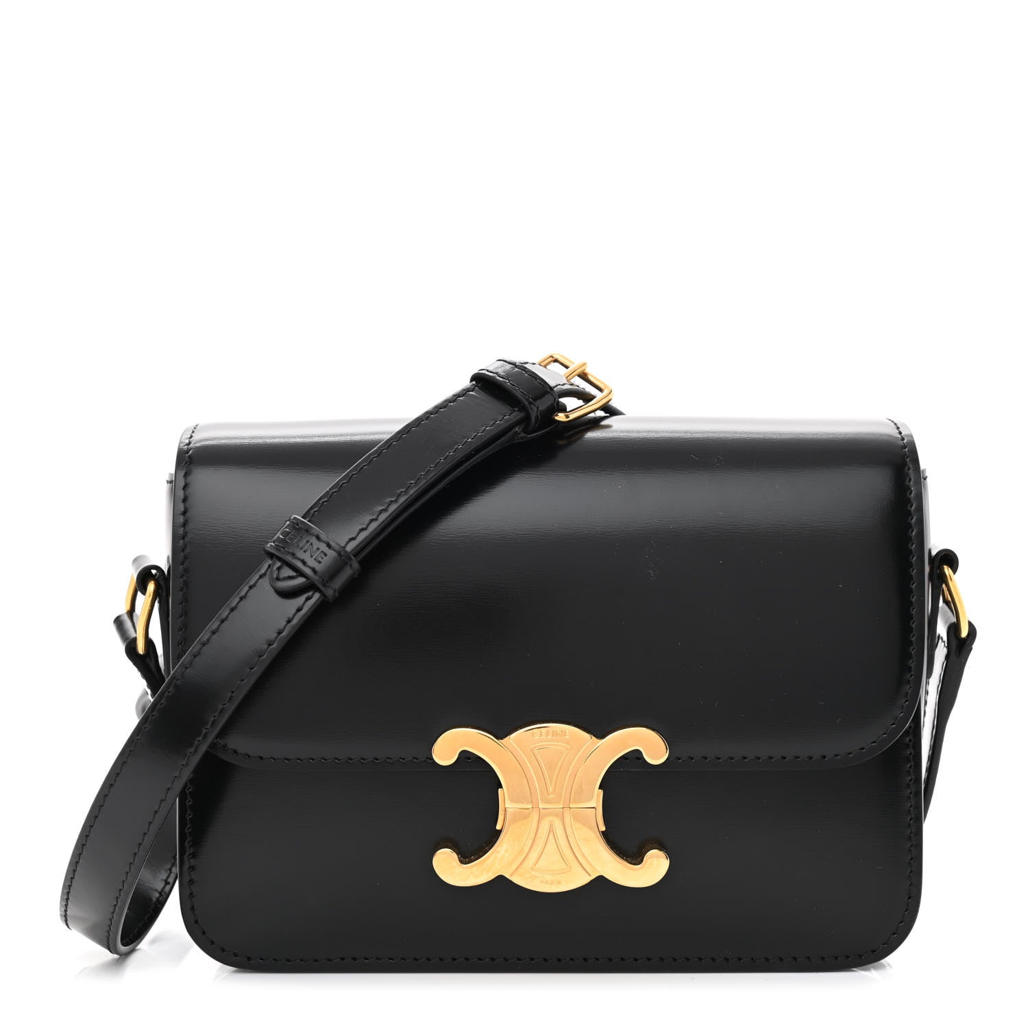 Celine Shiny Calfskin Small Triomphe Black 1 of 10