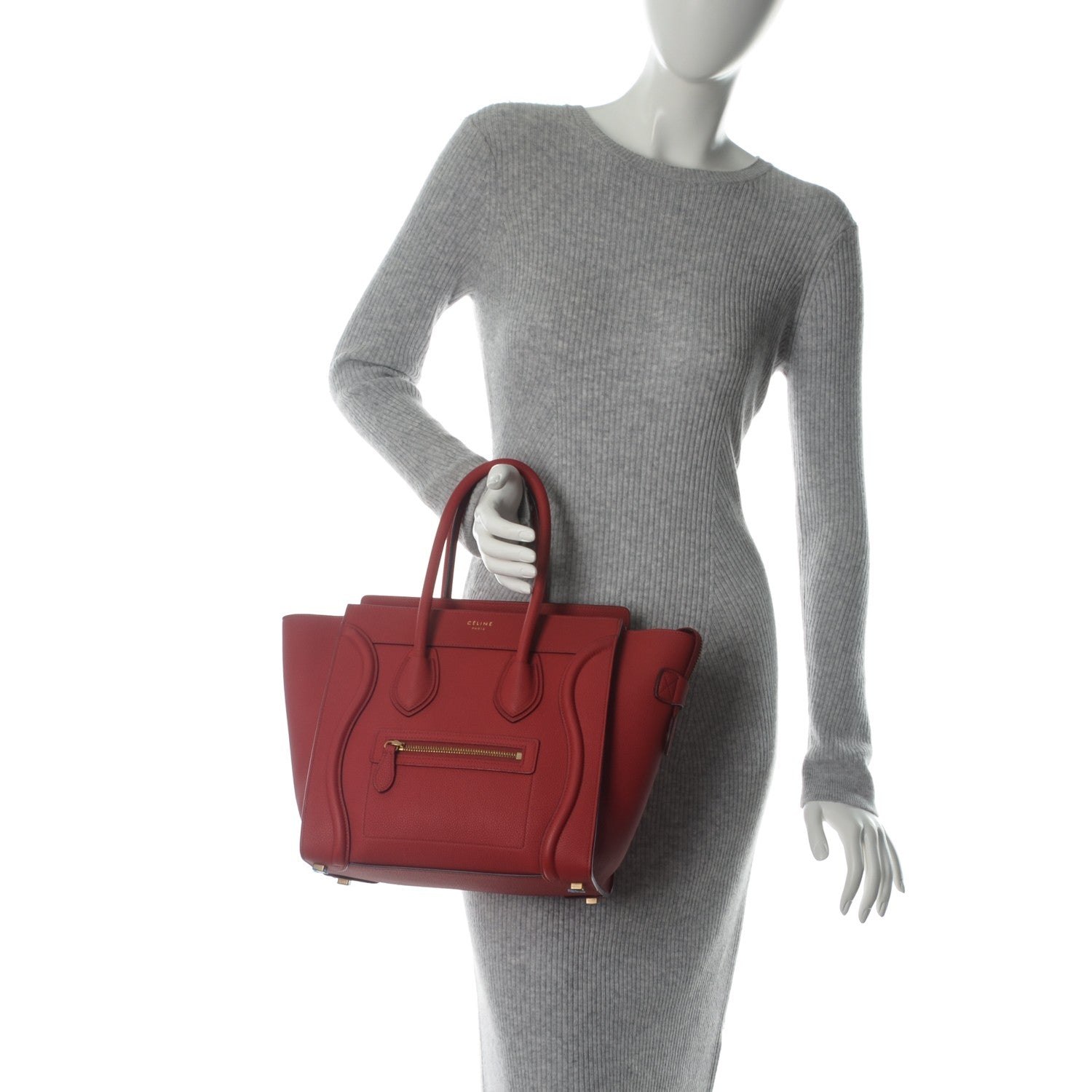 Celine Baby Grained Calfskin Micro Luggage Red 2 of 8