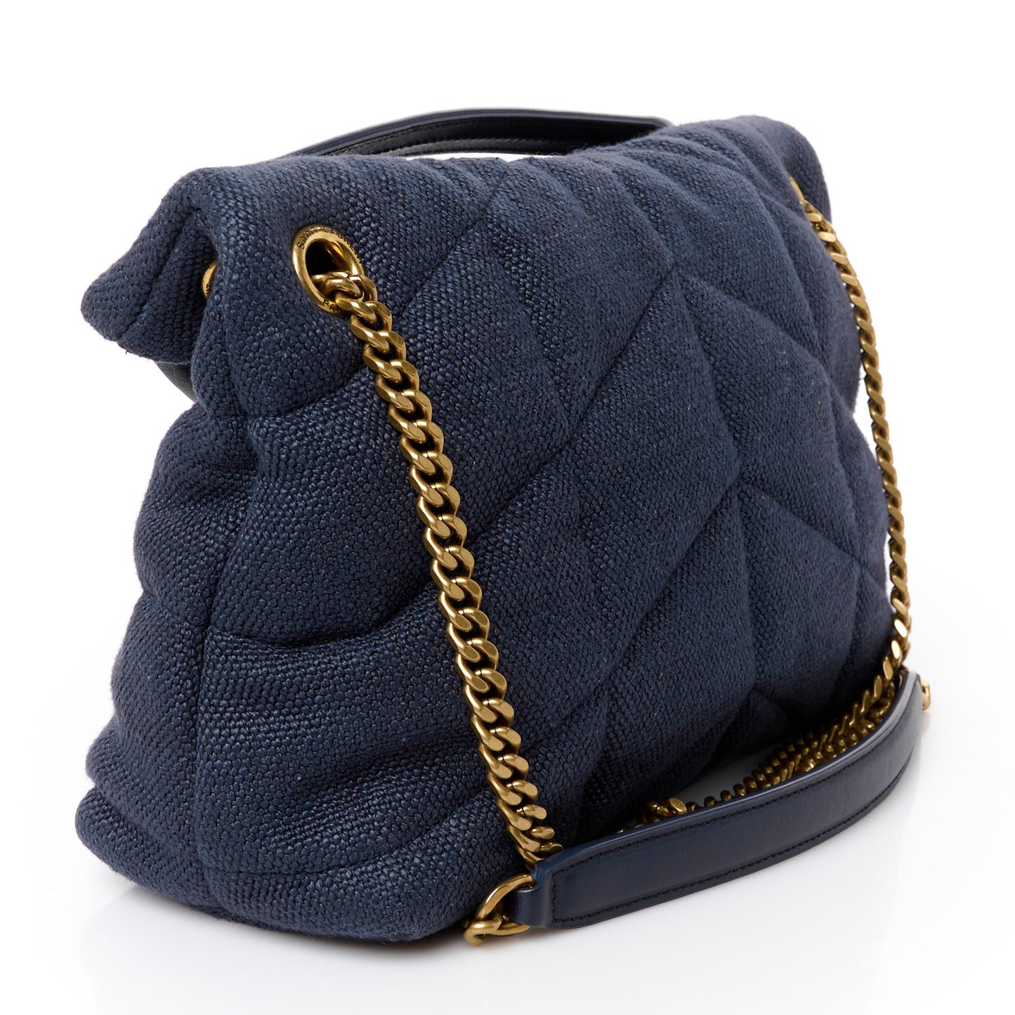 Canvas Quilted Small Loulou Puffer Monogram Chain Satchel Marine