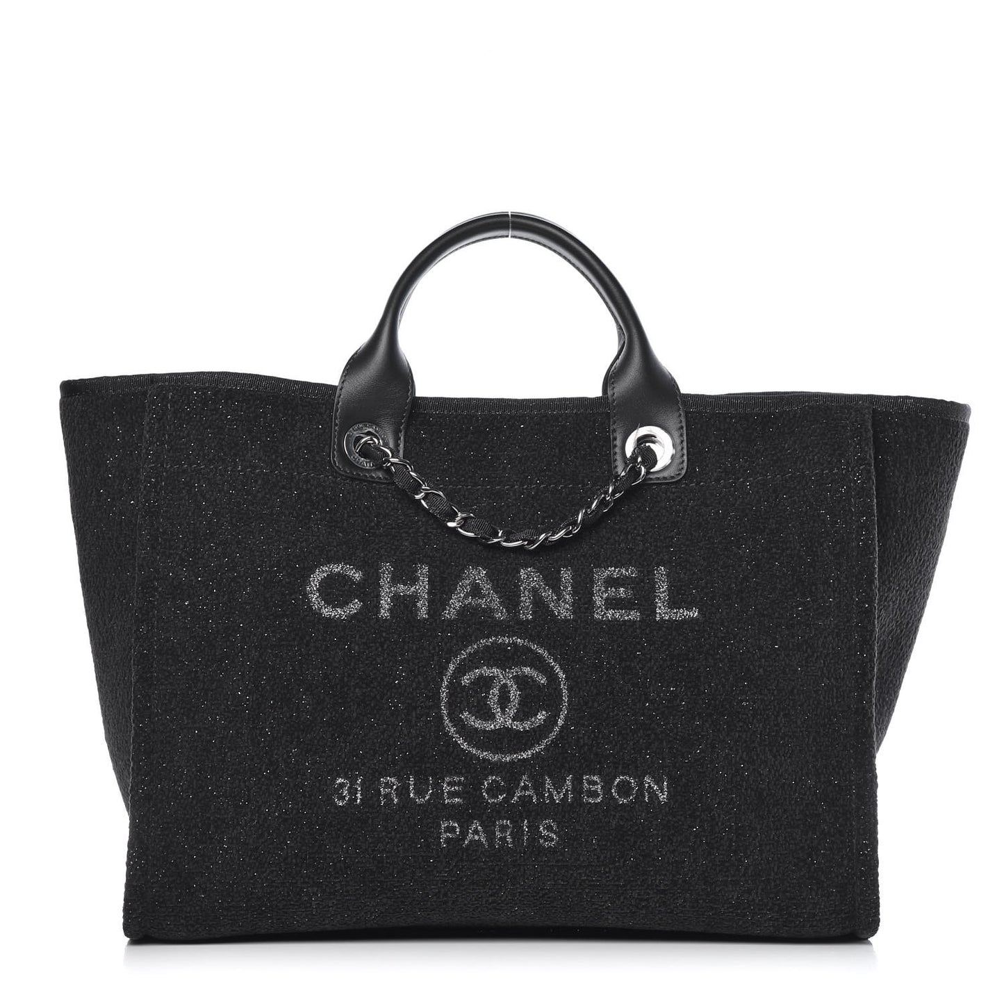 Lurex Boucle Medium Deauville Tote Black